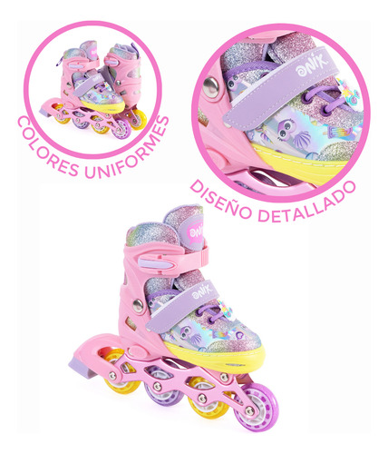 Patines De Línea 4 Ruedas Onix Unicornio Multicolor De Niña