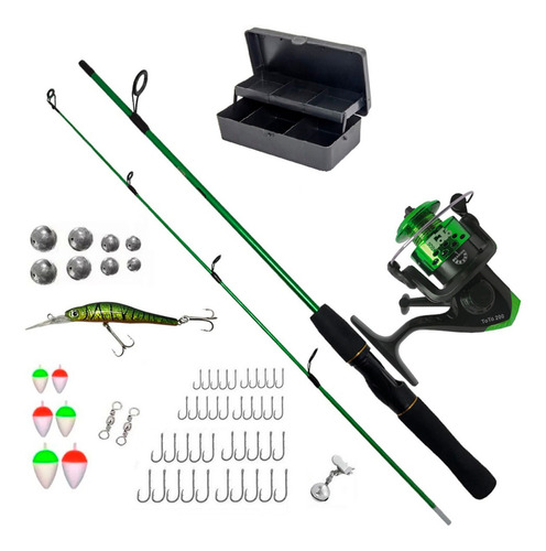 Kit De Pesca Vara 1,20m C/ Molinete + Acessórios E Estojo