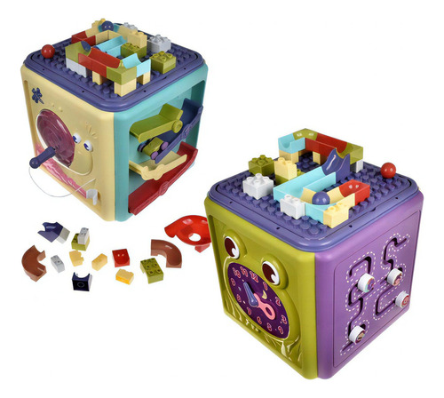 Cubo Didactico De 25x25x25 Cms Con 15 Actividades Y Bloques Color Multicolor