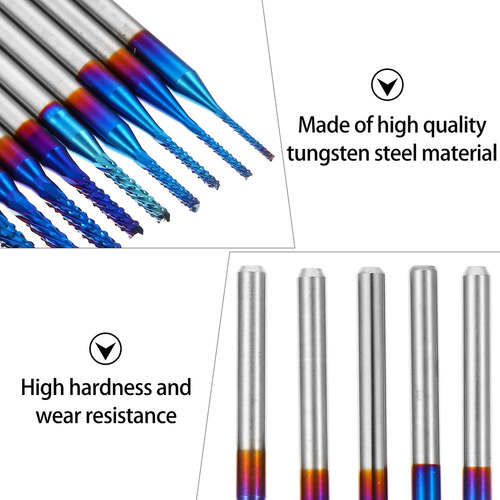 F 10pcs Molino Cnc Router Bits Pcb Fresado Cortador 0.8-3mm