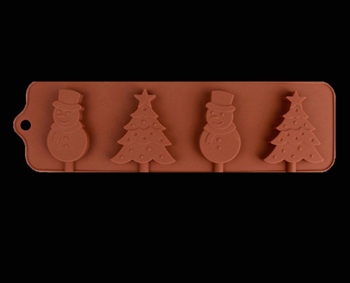 Molde Paleta Navidad Árbol Hombre Nieve Chocolate Repostería