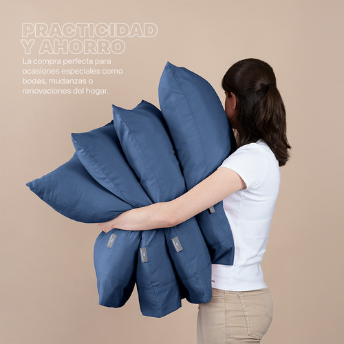 Paquete 2 Juegos Sábanas Queen Size Microfibra Real Textil Azul Liso
