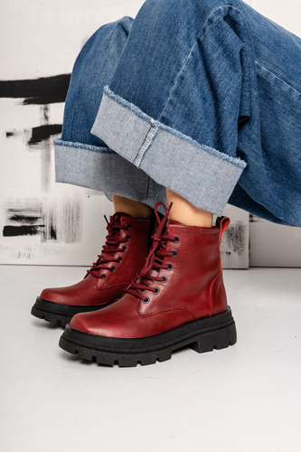 Borcegos Mujer Cuero Urbanos Acordonados Botas Moda Abril