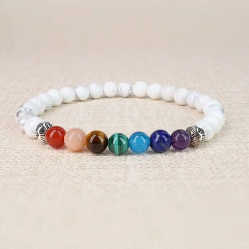Pulsera Piedra Natural 7 Chakras Howlita 6mm