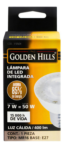 Foco Led 6w Mer16 Calida Golden Hills 1 Pza Color de la luz Blanco neutro