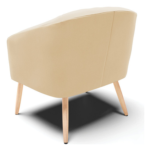 Kit 02 Poltronas Stella Suede Pés Palito Natural Cor Bege