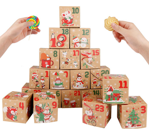 24 Cajas Calendario De Adviento Navidad 2024 Para Llenar