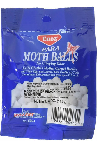 Enoz Moth Balls, Bolas De Naftalina, 4 Oz 113gr