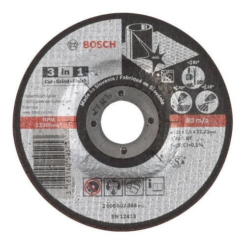 Disco Abrasivo Corte Desbaste 3 En 1 Metal 4-1/2x3/32 Bosch