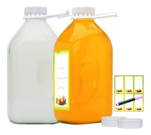 Botellas De Leche De Vidrio Reutilizables (pack 2, 64oz)