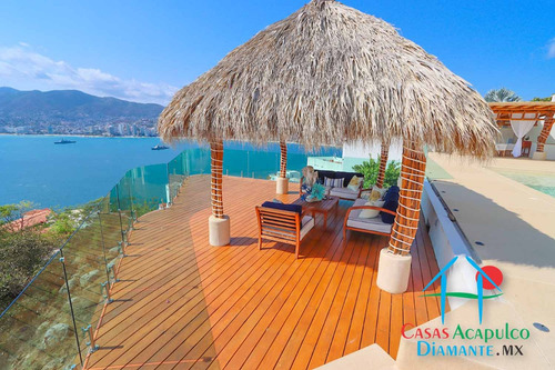 Cad Casa Punta Arena. Terraza Con Vista Espectacular A La Bahía De Acapulco, Alberca Con Fuente Y Jacuzzi