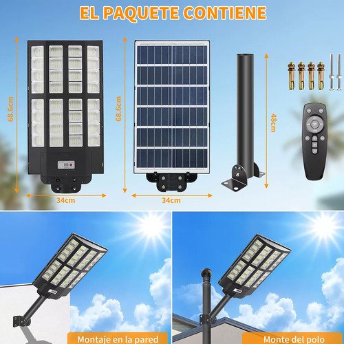 Lámpara Led Solar Exterior 5000w Suburbana Alumbrado Público