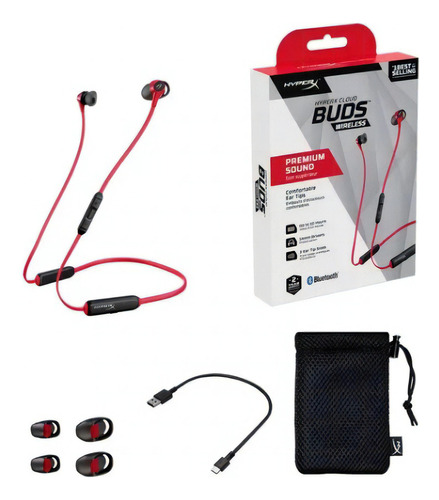 Auriculares Hyperx Cloud Buds Wireless Bluetooth Febo Color Rojo Color de la luz Rojo