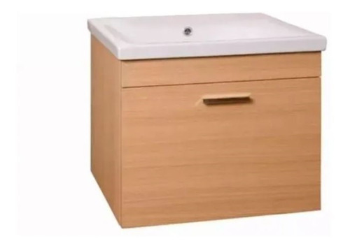 Vanitory Madera Colgante Puerta Bacha Porcelana Blanca 54cm