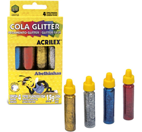 Cola Glitter Conjunto Com 4 Potes De 15g Acrilex