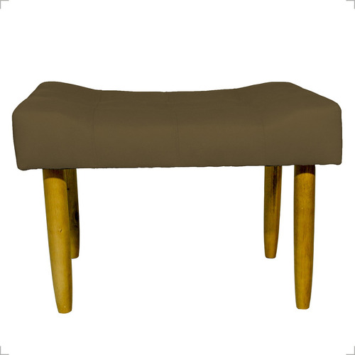 Puff Decorativo Retangular Requinte Pé Palito Suede Bege Cor Marrom