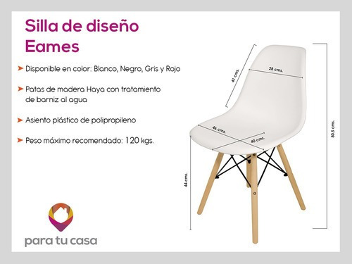 Imagen 5 de 12 de Silla Comedor Plastico Patas De Madera Diseño Eames Dsw