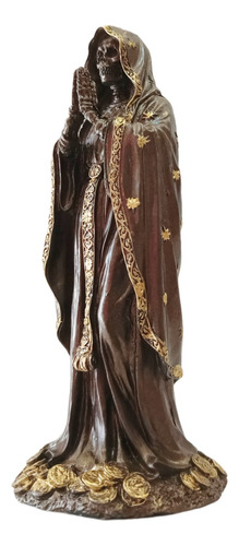 Figura Santa Muerte Con Manto 18cm En Fina Resina 