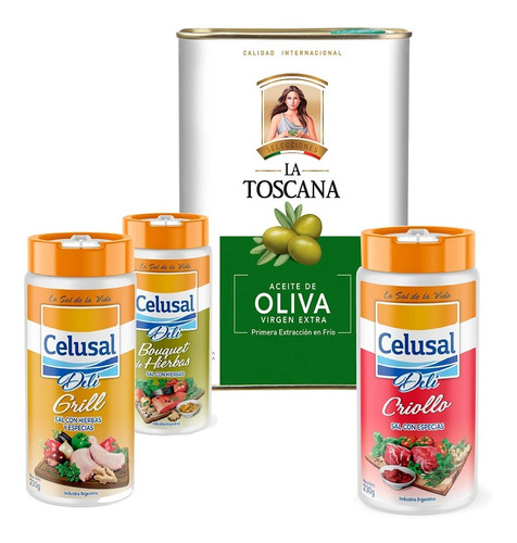 Pack Aceite De Oliva La Toscana 1 Lt + Sal Deli Saborizadas