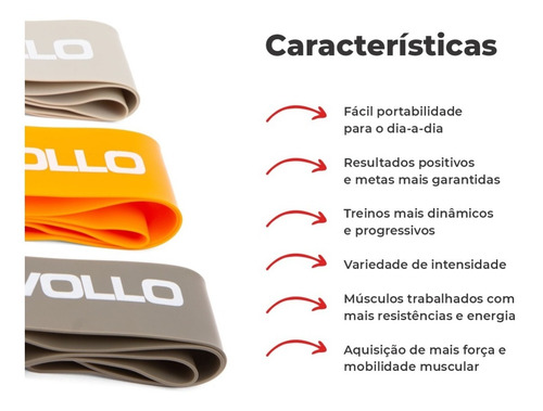 Imagem 5 de 7 de Conjunto De 3 Mini Faixas De Exercícios - Vollo