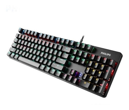 Teclado gamer Philips SPK8401BQM QWERTY inglés US color negro con luz RGB
