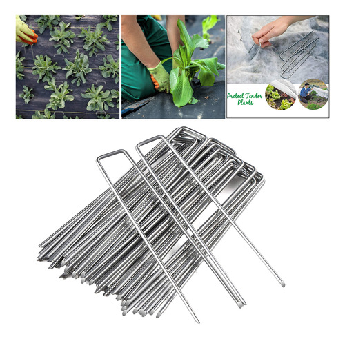 50 Paquetes De Estacas De Jardín De Acero Galvanizado Plata