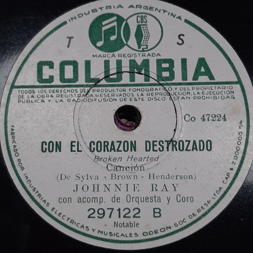 Pasta Johnnie Ray Cuarteto Vocal 297122 Columbia C491