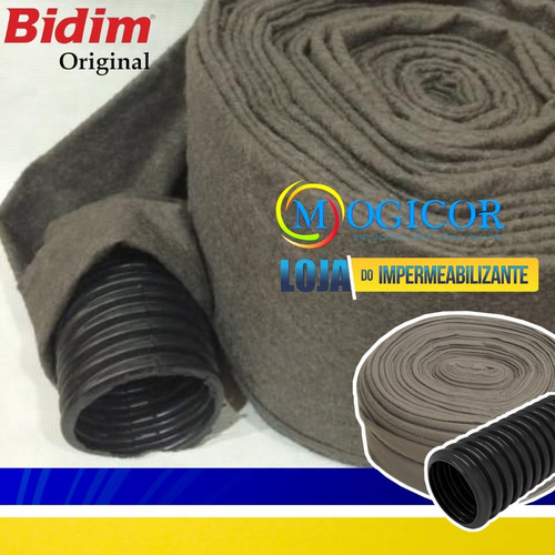 Imagem 2 de 7 de Kit Tubo Drenagem 25m 100mm 4'' + Camisa Geotextil Dreno