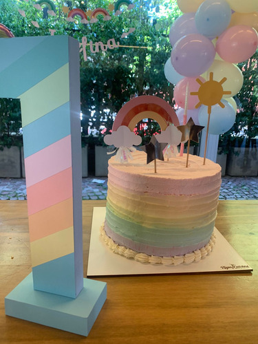 Torta Arcoiris Color Pastel Infantil