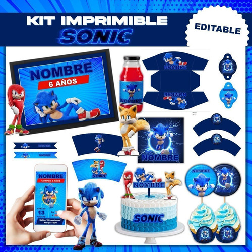 Kit Imprimible Sonic Editable + Kit Para Colorear