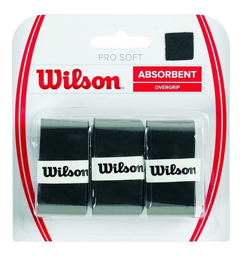 Cubre Grip Wilson Pro Soft X3 Overgrip Raqueta Tenis Cke Color Negro