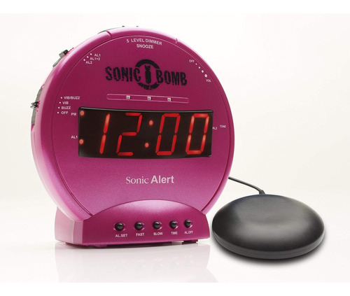 Reloj Despertador Sonic Alert Rosa Liso , Digital , Plastico