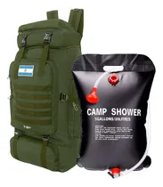 Comprar Mochilas Camping 70 Litros Ducha Solar Portatil 20 Litros Color Verde Diseño De La Tela Liso