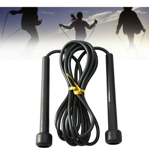 Okk Cuerda De Salto Negra Con Mango Ajustable Para Fitness