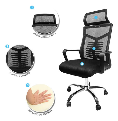 Sillas De Oficina Gerencial Ergonómica Giratoria Con Ruedas