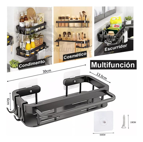 Organizador Extraible Cocina Inoxidab Utensilio Toalla Estan Color Negro