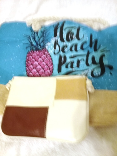 Combo Cartera Bandolera + Bolsa De Lona Para Playa