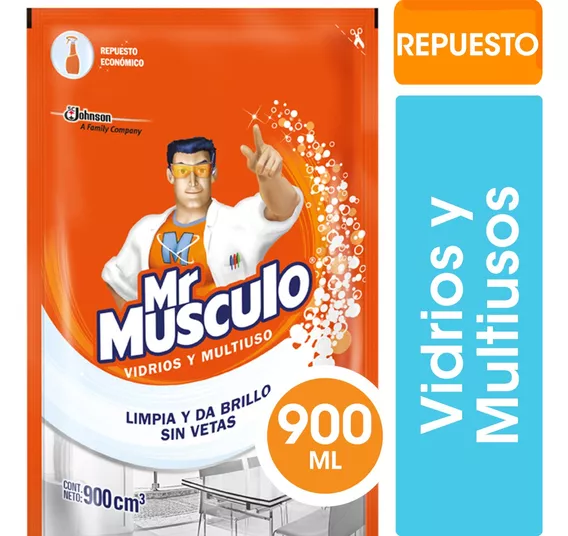 Limpiador Mr Músculo Vidrios Y Multiuso Doypack X 900 Cc.