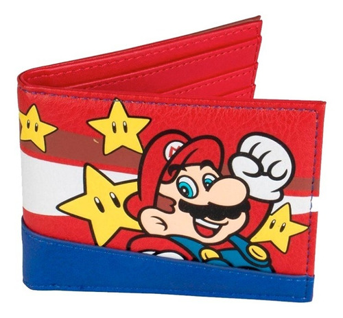 Nintendo Cartera Mario Stars Hombre Mujer Tarjetero Original