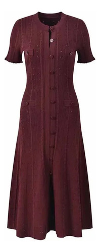 Vestido Largo Francés De Fibra De Viscosa De Color Liso, Cor