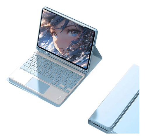 Splplus Para iPad 5/6/air1/2 Teclado Touch + Capa Protetora Cor Azul + Teclado Touchpad