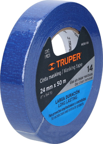 Cinta Enmascarar Azul Pintor 14 Días 24mm 1'' X 50mts Truper