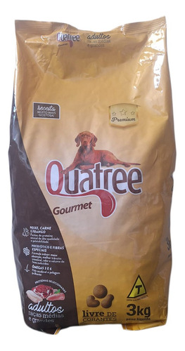 Alimento Quatree Premium Gourmet Para Cão Adulto De Raça Média E Grande Sabor Frango E Arroz Em Saco De 3kg