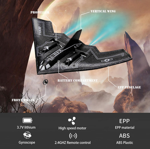 Avión Rc B-2 Spirit Bomber Control Remoto 2ch Negro Color