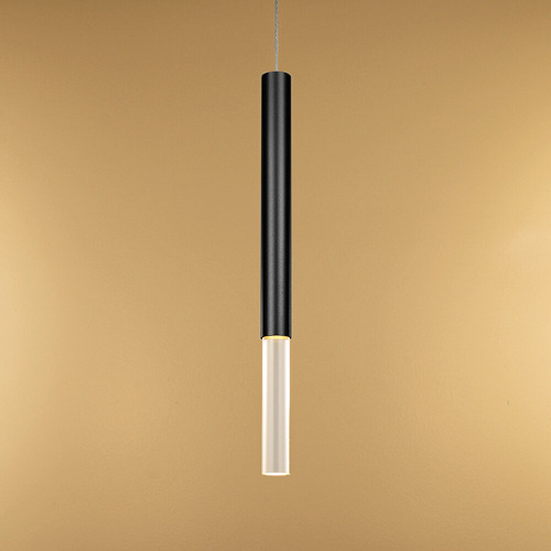 Pendente Tubo 30xø2,5cm Alumínio E Acrílico Preto Pd1810