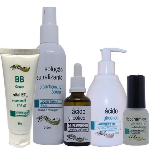 Kit Peeling Facial Com Ácido Glicólico Bioexotic