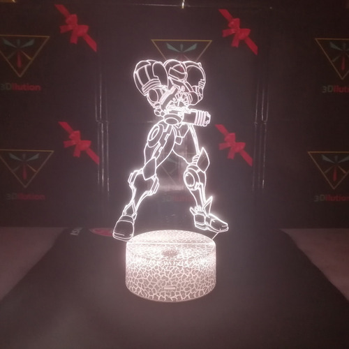 Lámpara 3d Samus Aran Metroid Base Agrietada