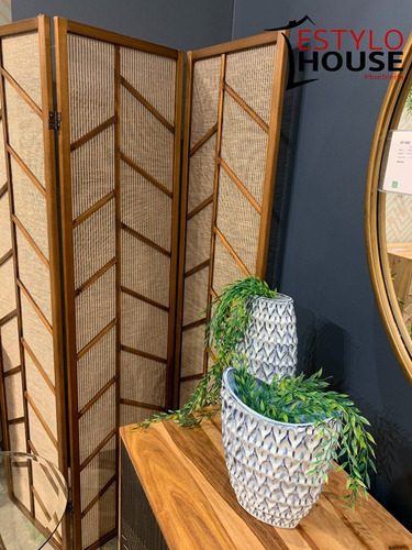 Imagen 5 de 7 de Biombo Decorativo De Madera, 3 Paneles Diseño De Ramas