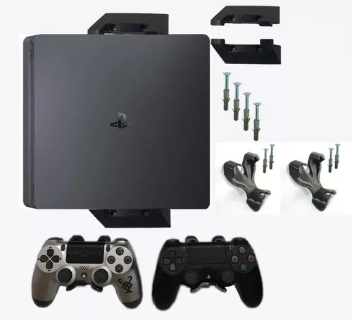 Kit Suporte De Parede Para Playstation 4 Slim e 2 Controles