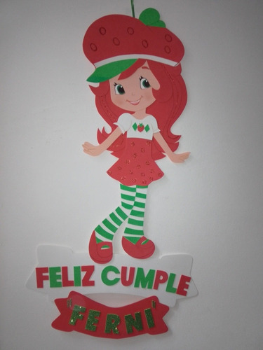 Cartel Cumpleaños - Frutillitas/amigas - Goma Eva 50 X 33 Cm